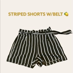 STRIPED KHAKI GREEN SHORTS